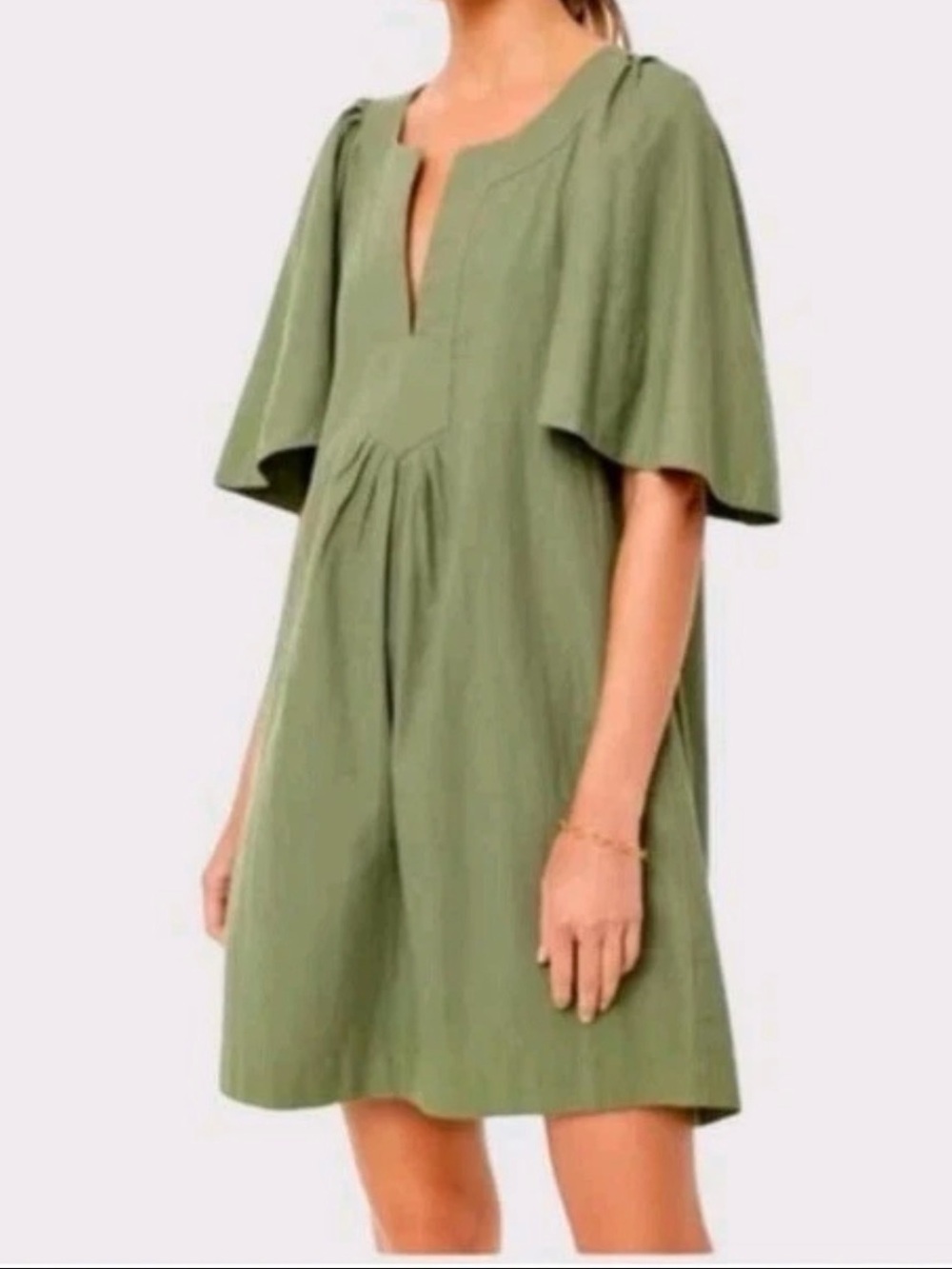 Tuckernuck Pomander Place Finley Flutter Sleeve Vneck Mini Dress Sage Green XL